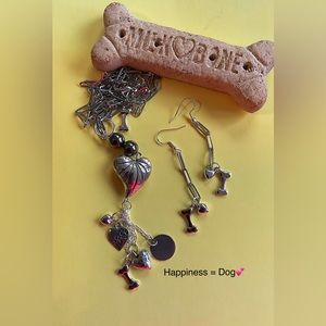 Dog Love Charm Necklace & Earrings. Special Gift for Mom.